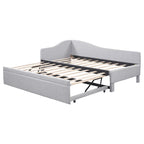 Lit de repos double rembourré avec lit gigogne escamotable, rose, 2 couchages