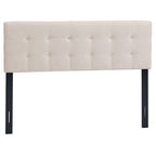 Tête de lit capitonnée en lin beige, Taille Double/Grand Lit, 1 personne