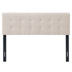 Tête de lit capitonnée en lin beige, Taille Double/Grand Lit, 1 personne