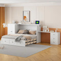 Lit escamotable blanc avec bureau, armoire et tiroir – Grand lit, 1 personne