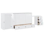 Lit escamotable blanc avec bureau, armoire et tiroir – Grand lit, 1 personne