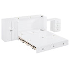 Lit escamotable blanc avec bureau, armoire et tiroir – Grand lit, 1 personne