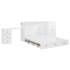Lit escamotable blanc avec bureau, armoire et tiroir – Grand lit, 1 personne