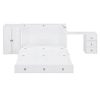 Lit escamotable blanc avec bureau, armoire et tiroir – Grand lit, 1 personne