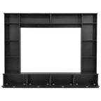 Meuble mural noir 104,2" grand format avec étagères et placards pour téléviseurs jusqu'à 78"