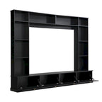Meuble mural noir 104,2" grand format avec étagères et placards pour téléviseurs jusqu'à 78"