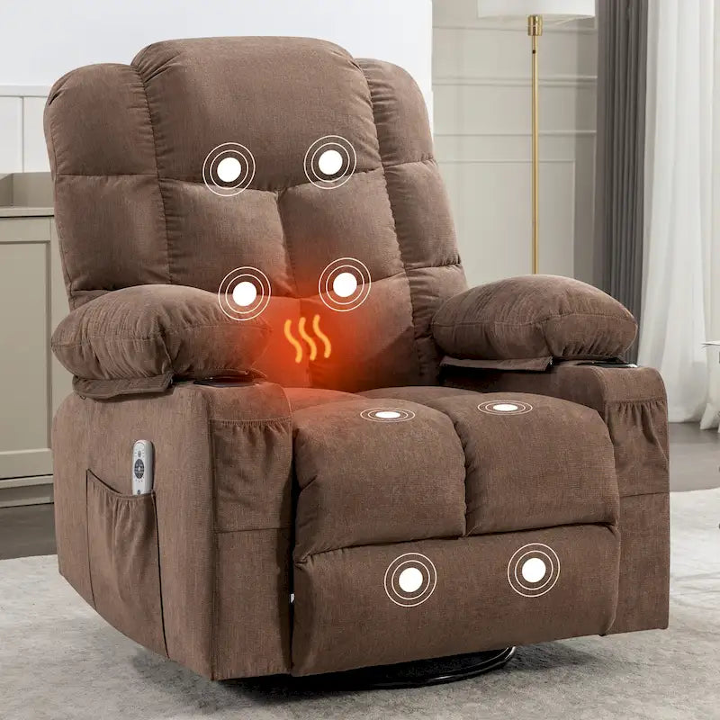 Fauteuil inclinable à bascule avec fonction chauffante et massante (bleu/marron/gris), 1 personne