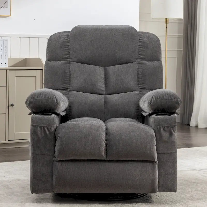 Fauteuil inclinable à bascule avec fonction chauffante et massante (bleu/marron/gris), 1 personne