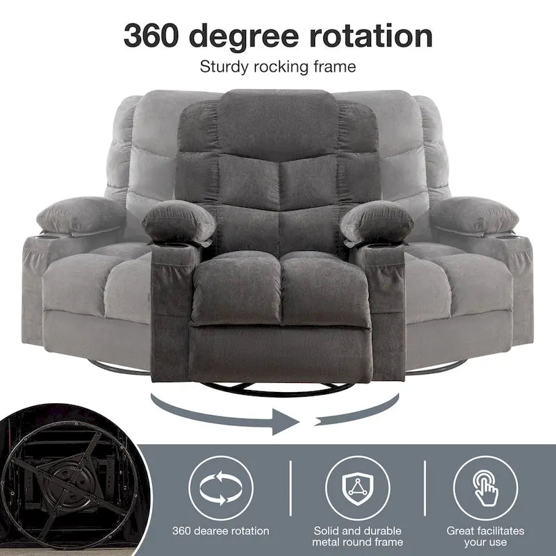Fauteuil inclinable à bascule avec fonction chauffante et massante (bleu/marron/gris), 1 personne