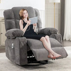 Fauteuil inclinable à bascule avec fonction chauffante et massante (bleu/marron/gris), 1 personne
