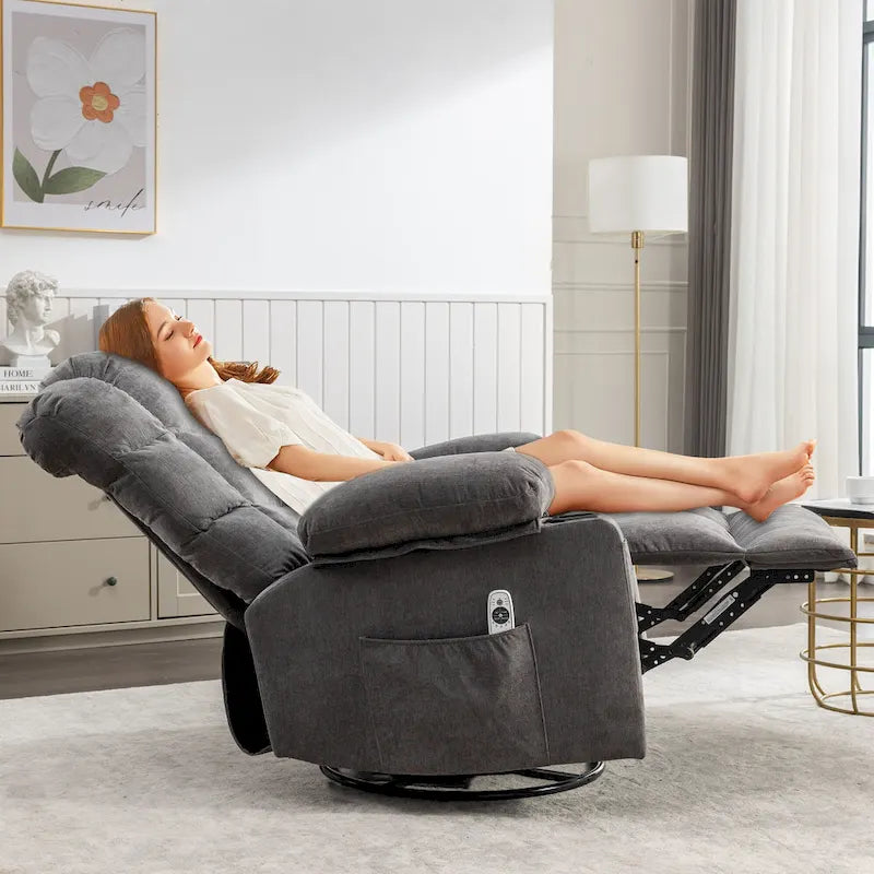 Fauteuil inclinable à bascule avec fonction chauffante et massante (bleu/marron/gris), 1 personne