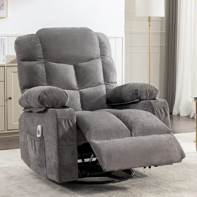 Fauteuil inclinable à bascule avec fonction chauffante et massante (bleu/marron/gris), 1 personne