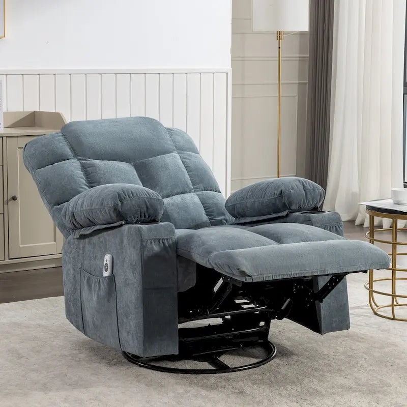 Fauteuil inclinable à bascule avec fonction chauffante et massante (bleu/marron/gris), 1 personne