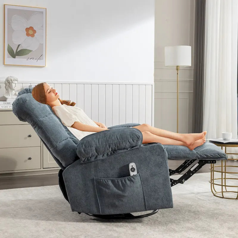 Fauteuil inclinable à bascule avec fonction chauffante et massante (bleu/marron/gris), 1 personne