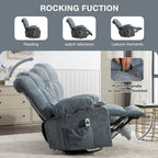 Fauteuil inclinable à bascule avec fonction chauffante et massante (bleu/marron/gris), 1 personne