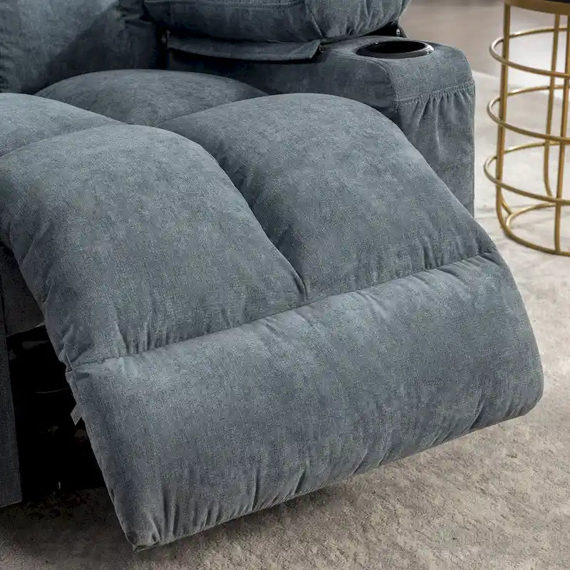 Fauteuil inclinable à bascule avec fonction chauffante et massante (bleu/marron/gris), 1 personne
