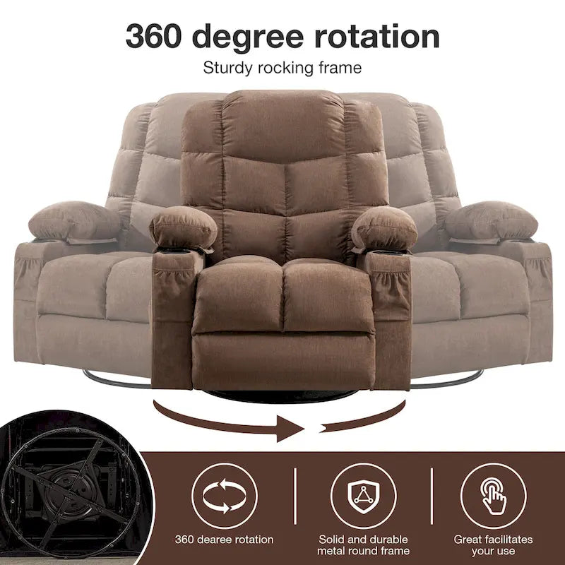 Fauteuil inclinable à bascule avec fonction chauffante et massante (bleu/marron/gris), 1 personne