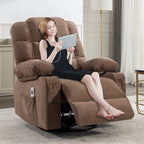 Fauteuil inclinable à bascule avec fonction chauffante et massante (bleu/marron/gris), 1 personne