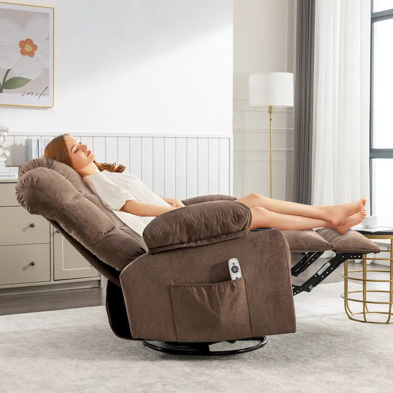 Fauteuil inclinable à bascule avec fonction chauffante et massante (bleu/marron/gris), 1 personne