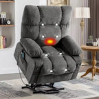 Fauteuil relaxant électrique bleu avec fonctions de chauffage, de massage, de chargement USB, de rangement latéral et de télécommande