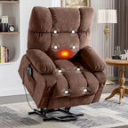 Fauteuil relaxant électrique bleu avec fonctions de chauffage, de massage, de chargement USB, de rangement latéral et de télécommande