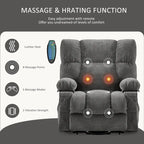 Fauteuil relaxant électrique bleu avec fonctions de chauffage, de massage, de chargement USB, de rangement latéral et de télécommande