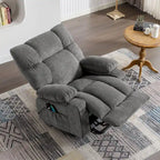Fauteuil relaxant électrique bleu avec fonctions de chauffage, de massage, de chargement USB, de rangement latéral et de télécommande