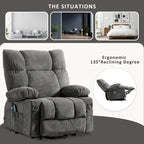Fauteuil relaxant électrique bleu avec fonctions de chauffage, de massage, de chargement USB, de rangement latéral et de télécommande