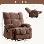 Fauteuil relaxant électrique bleu avec fonctions de chauffage, de massage, de chargement USB, de rangement latéral et de télécommande
