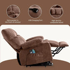 Fauteuil relaxant électrique bleu avec fonctions de chauffage, de massage, de chargement USB, de rangement latéral et de télécommande