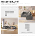 Canapé modulable d'angle 5 places gris en tissu bouclette
