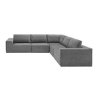 Canapé modulable d'angle 5 places gris en tissu bouclette