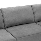Canapé modulable d'angle 5 places gris en tissu bouclette