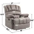 Fauteuil inclinable manuel surdimensionné marron/gris, inclinaison 155°, une place