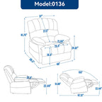 Fauteuil inclinable manuel surdimensionné marron/gris, inclinaison 155°, une place