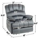 Fauteuil inclinable manuel surdimensionné marron/gris, inclinaison 155°, une place