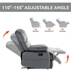 Fauteuil inclinable manuel surdimensionné marron/gris, inclinaison 155°, une place