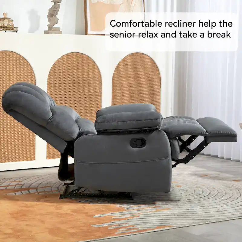 Fauteuil inclinable manuel surdimensionné marron/gris, inclinaison 155°, une place