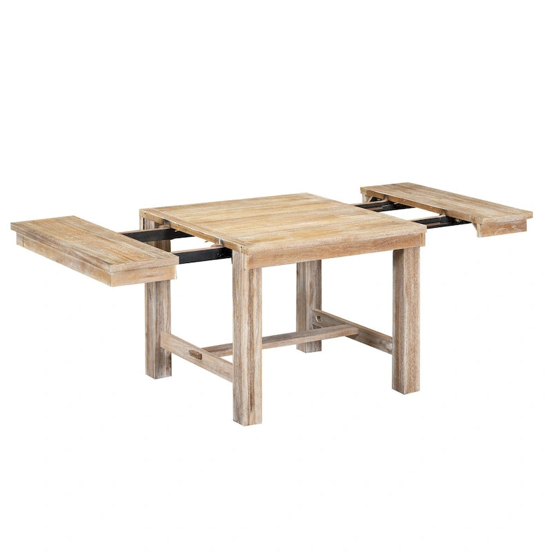 Ensemble de salle à manger extensible 6 places, noir/naturel, 6 pièces