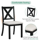 Ensemble de salle à manger extensible 6 places, noir/naturel, 6 pièces