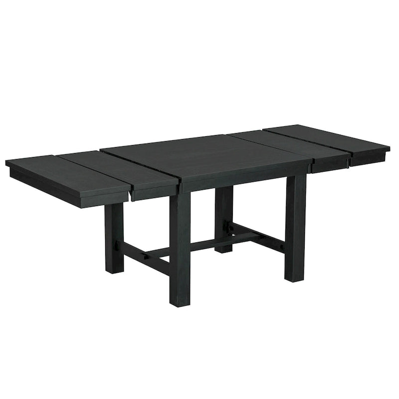 Ensemble de salle à manger extensible 6 places, noir/naturel, 6 pièces