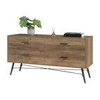 Commode horizontale à 4 tiroirs brun noyer, commode de rangement individuelle