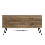 Commode horizontale à 4 tiroirs brun noyer, commode de rangement individuelle