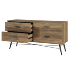 Commode horizontale à 4 tiroirs brun noyer, commode de rangement individuelle