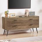 Commode horizontale à 4 tiroirs brun noyer, commode de rangement individuelle