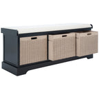 Banc de rangement SAFAVIEH Fiorello avec coussin et 3 tiroirs - 47,3 L x 15 P x 19 H - 47 L x 15 P x 19 H