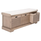 Banc de rangement SAFAVIEH Fiorello avec coussin et 3 tiroirs - 47,3 L x 15 P x 19 H - 47 L x 15 P x 19 H