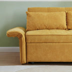 Canapé-lit convertible en tissu chenille jaune - 39,00 x 53,50 x 31,50