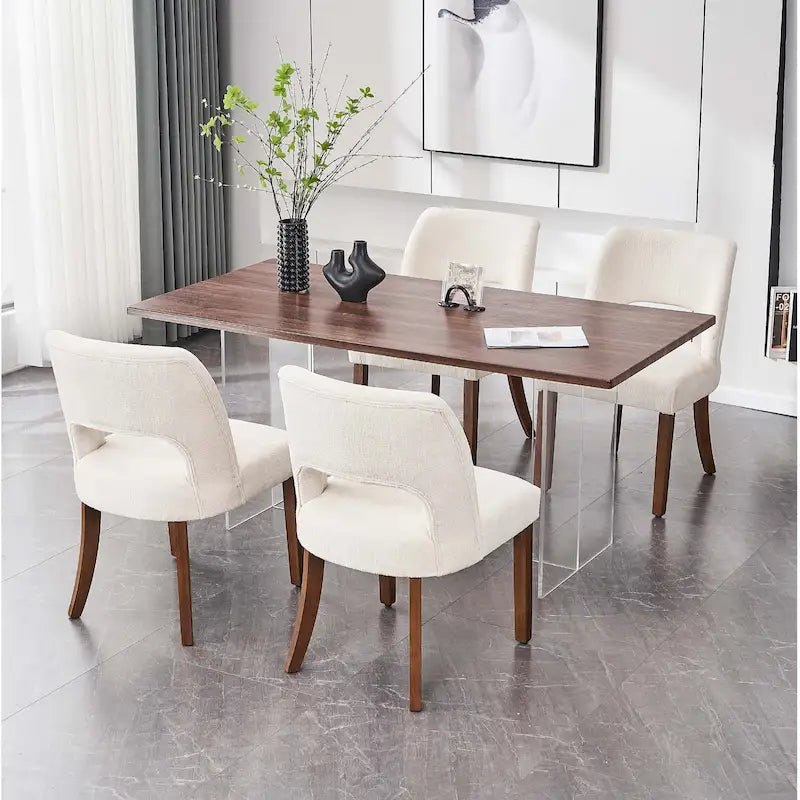 Lot de 4 chaises de salle à manger rembourrées en tissu
