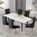 Chaise de salle à manger capitonnée en velours avec pieds en bois massif, lot de 6